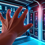 A futuristic studio where human hands collaboratively touch a glowing, ethereal AI interface, generating vibrant, abstract art and intricate textual patterns that seamlessly merge. The scene highlights the exciting yet subtly unsettling blend of human creativity and advanced artificial intelligence, with elements of hyper-realistic digital synthesis subtly integrated into the visual flow.