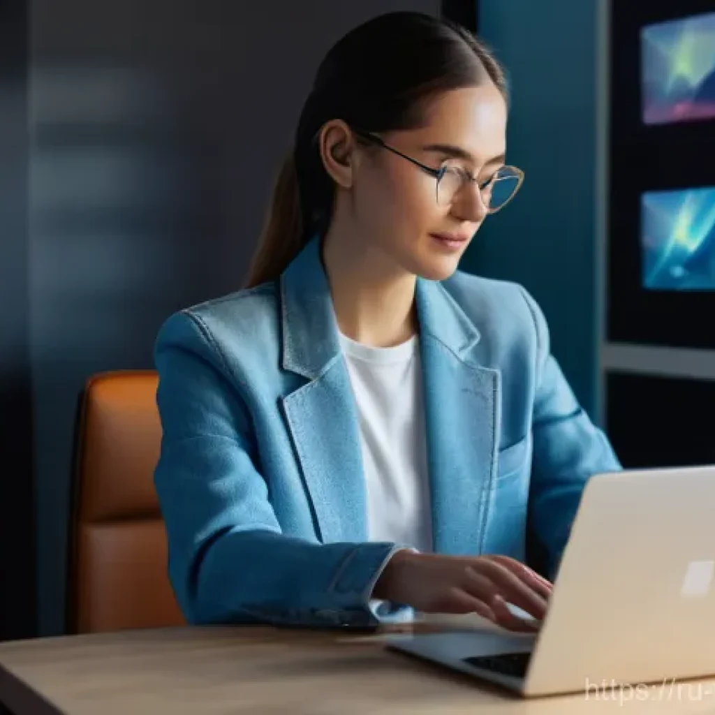 미디어와 통합 커뮤니케이션 - **Prompt:** A young, dynamic female content creator, dressed in stylish casual wear (jeans, a well-f...