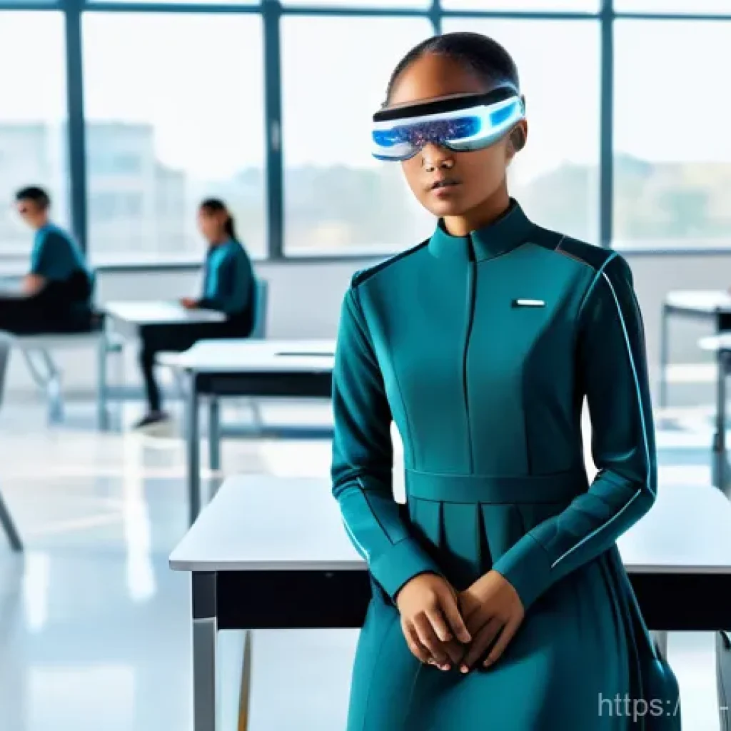 미디어 기술 개발 - **Prompt 1: Futuristic Learning Experience**
    A wide shot of a brilliant 16-year-old female stude...