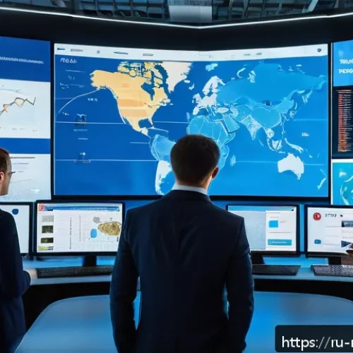 미디어 정책 제안 - A modern newsroom scene in Moscow, Russia, featuring diverse journalists working with advanced digit...