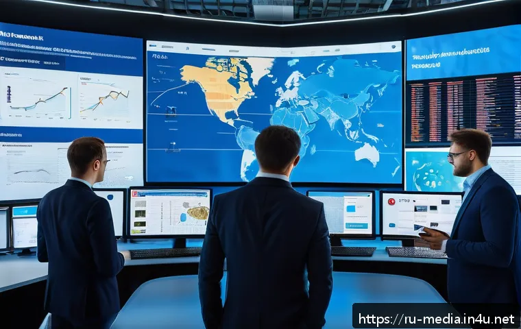 미디어 정책 제안 - A modern newsroom scene in Moscow, Russia, featuring diverse journalists working with advanced digit...