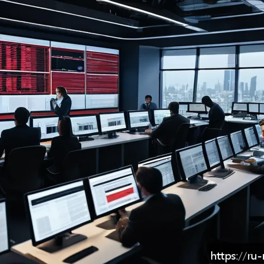 미디어의 심리학적 측면 - A modern newsroom scene showing a diverse group of journalists working intensely, multiple digital s...